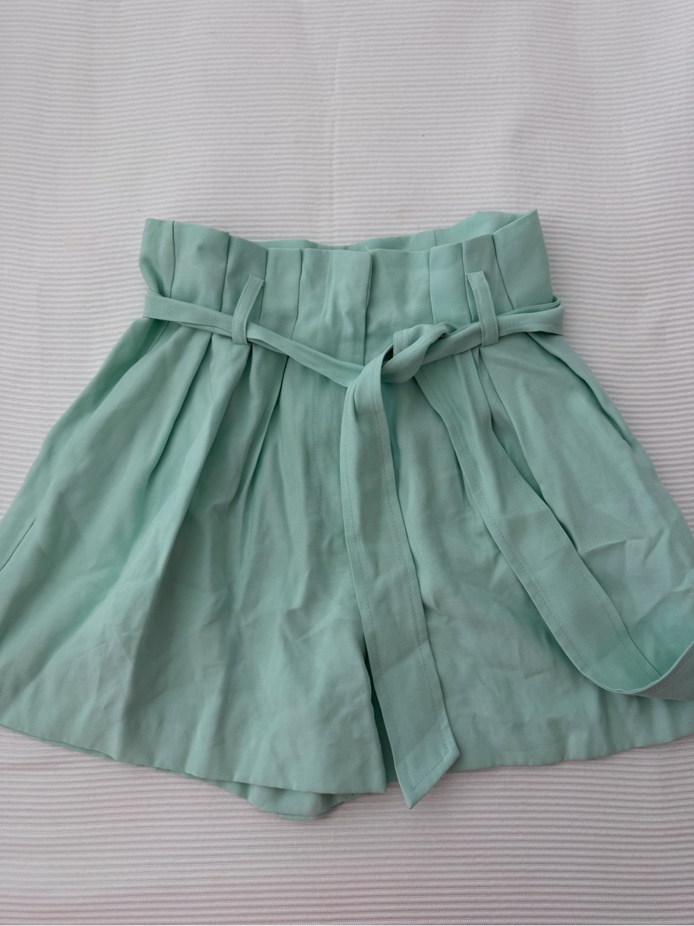 Gianni Bini High-Waist Mint Green Paperbag Shorts with Tie Belt